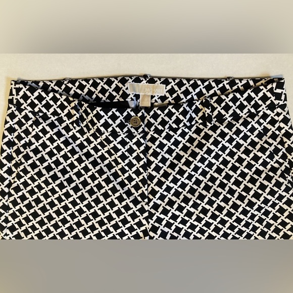 Michael Kors Houndstooth Black & White Straight Leg Cotton Dress Pants - Size 10 - Picture 7 of 9